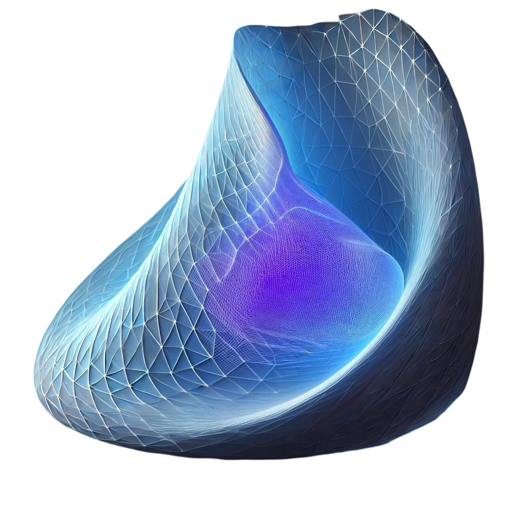 A complex manifold with a deeply integrated purple-colored internal region, illustrating a substructure so interconnected that its removal would severely distort or damage the entire manifold.