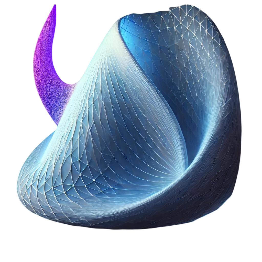 A smoothly curved blue-white manifold surface with a distinct, purple, protruding sub-region that appears isolated and potentially removable without significantly damaging the overall structure.